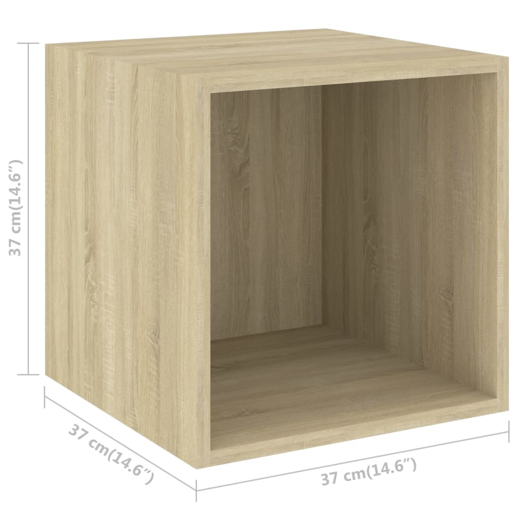 Wandkasten 2 st 37x37x37 cm bewerkt hout sonoma eikenkleurig