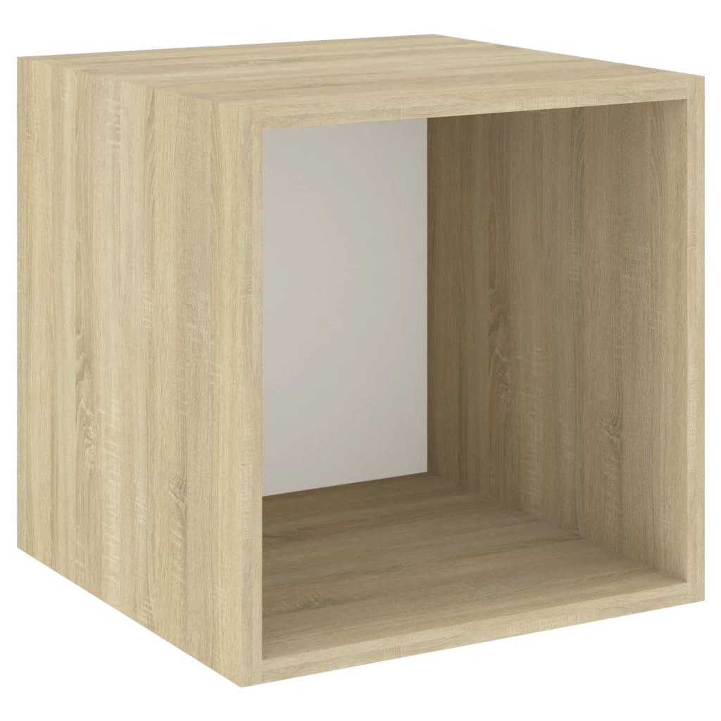 Wandkasten 4 st 37x37x37 cm bewerkt hout wit sonoma eikenkleur