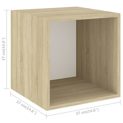 Wandkasten 4 st 37x37x37 cm bewerkt hout wit sonoma eikenkleur