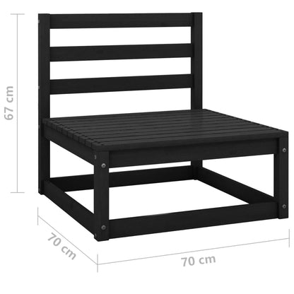 Tuinmiddenbank 3 st massief grenenhout zwart