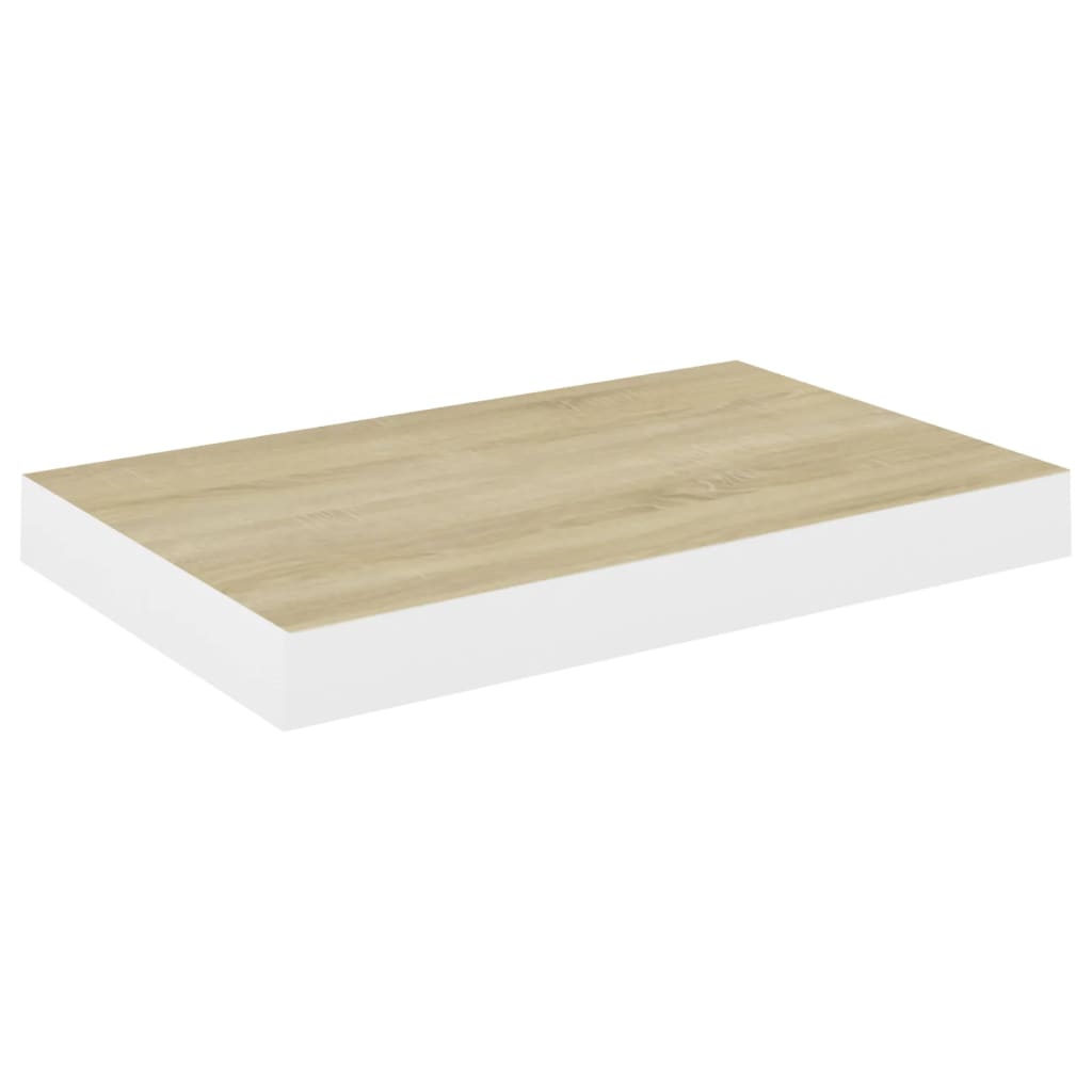 Wandschappen zwevend 4 st 40x23x3,8 cm MDF eikenkleurig en wit