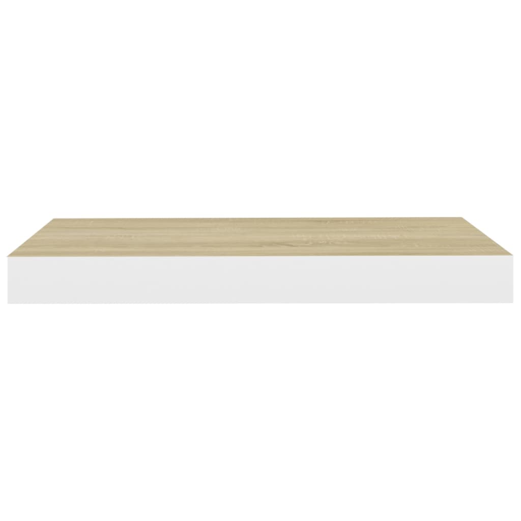 Wandschappen zwevend 4 st 40x23x3,8 cm MDF eikenkleurig en wit