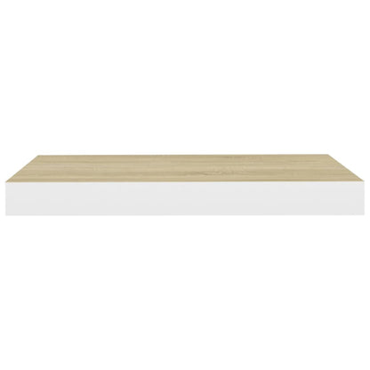 Wandschappen zwevend 4 st 40x23x3,8 cm MDF eikenkleurig en wit