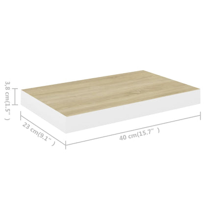 Wandschappen zwevend 4 st 40x23x3,8 cm MDF eikenkleurig en wit