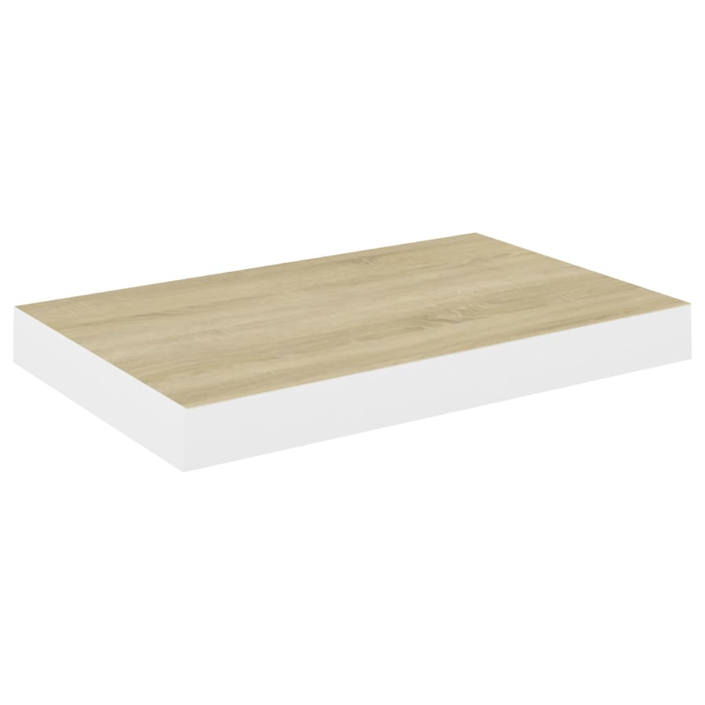 Wandschappen zwevend 4 st 50x23x3,8 cm MDF eikenkleurig en wit