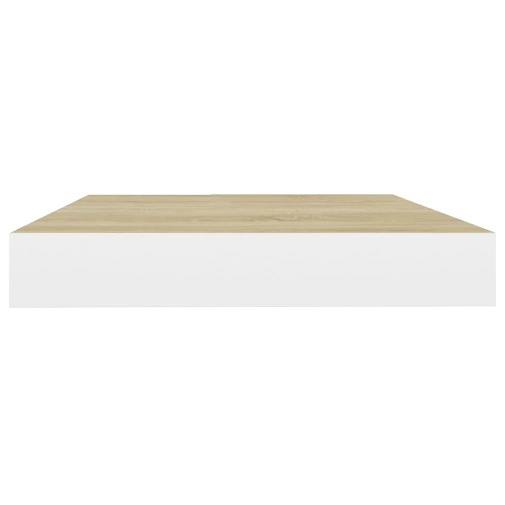 Wandschappen zwevend 4 st 50x23x3,8 cm MDF eikenkleurig en wit