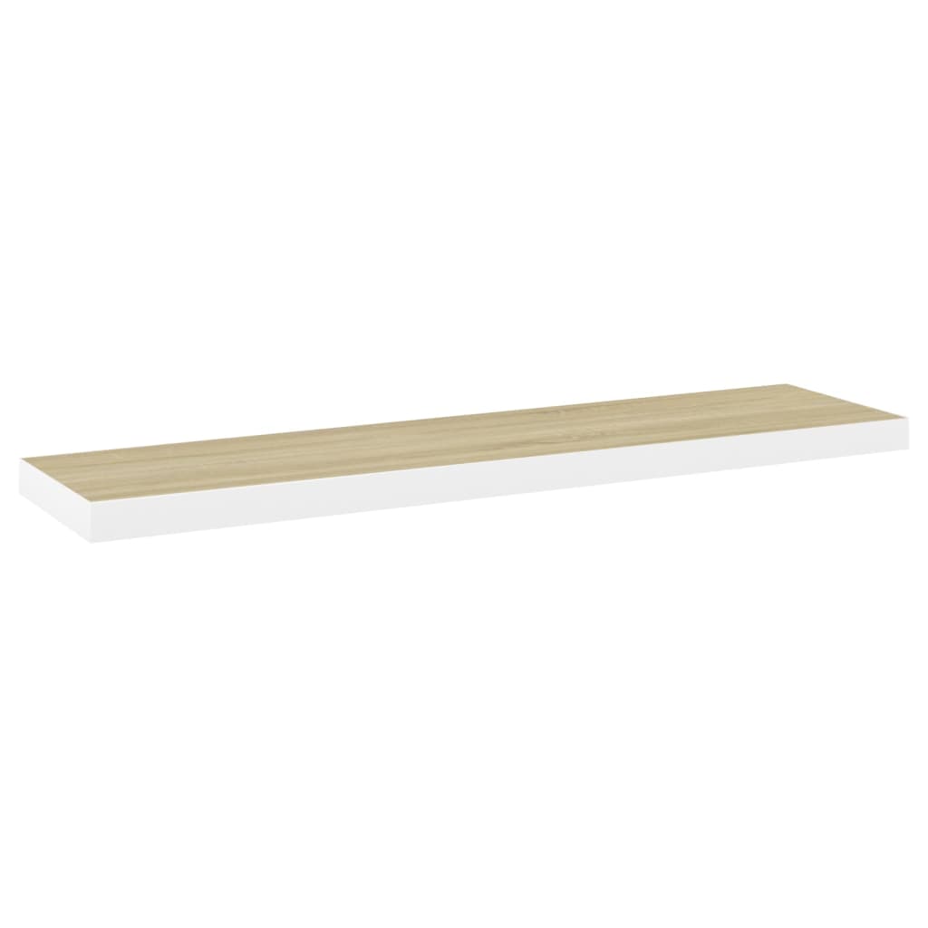 Wandschappen zwevend 4 st 90x23,5x3,8 cm MDF eikenkleurig wit