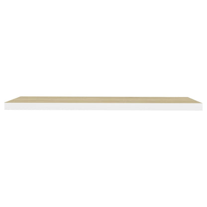 Wandschappen zwevend 4 st 90x23,5x3,8 cm MDF eikenkleurig wit