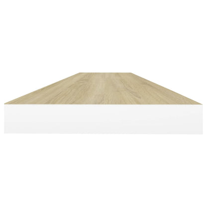 Wandschappen zwevend 4 st 90x23,5x3,8 cm MDF eikenkleurig wit