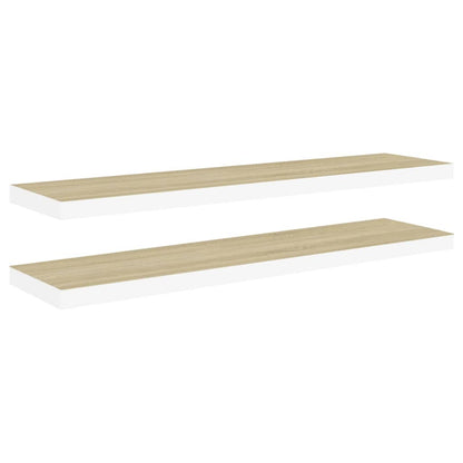 Wandschappen zwevend 2 st 120x23,5x3,8 cm MDF eikenkleurig wit