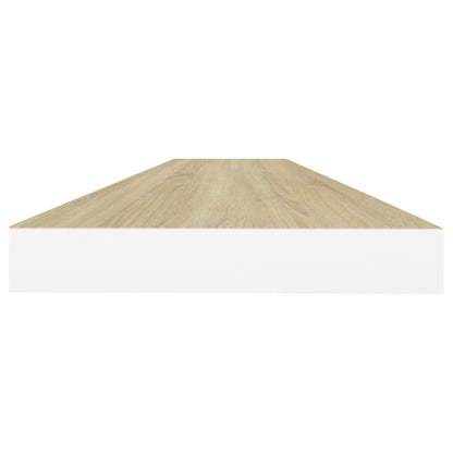 Wandschappen zwevend 2 st 120x23,5x3,8 cm MDF eikenkleurig wit