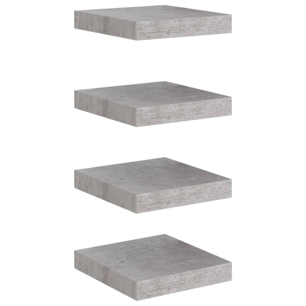 Wandschappen 4 st zwevend 23x23,5x3,8 cm MDF betongrijs