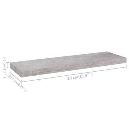 Wandschappen zwevend 4 st 80x23,5x3,8 cm MDF betongrijs