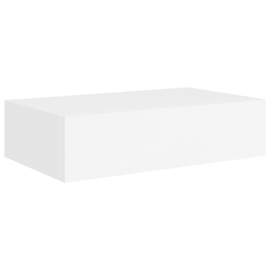 Wandschappen 2 st met lade 40x23,5x10 cm MDF wit