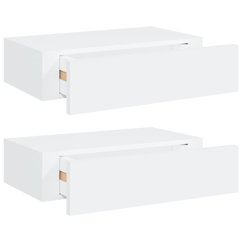 Wandschappen 2 st met lade 40x23,5x10 cm MDF wit