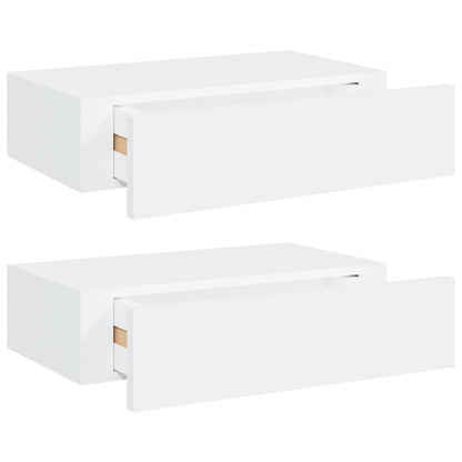 Wandschappen 2 st met lade 40x23,5x10 cm MDF wit