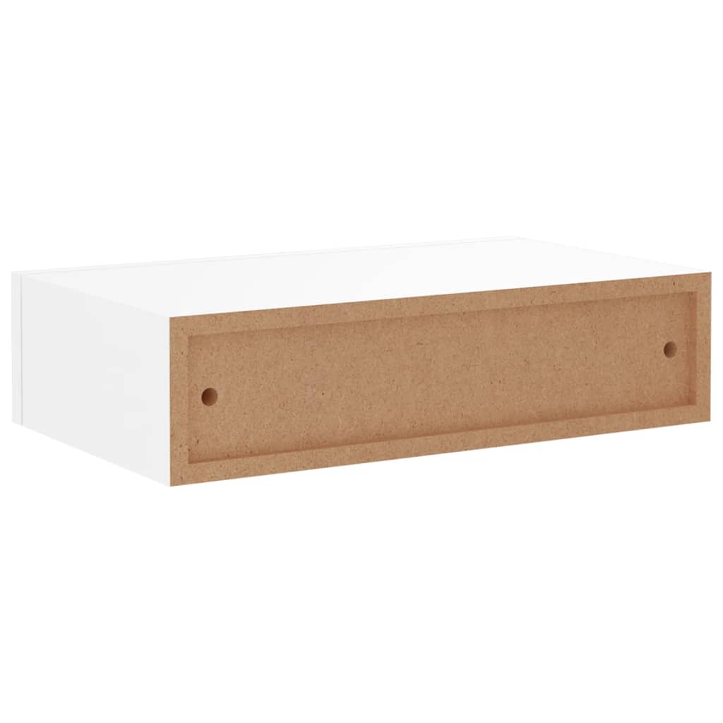 Wandschappen 2 st met lade 40x23,5x10 cm MDF wit