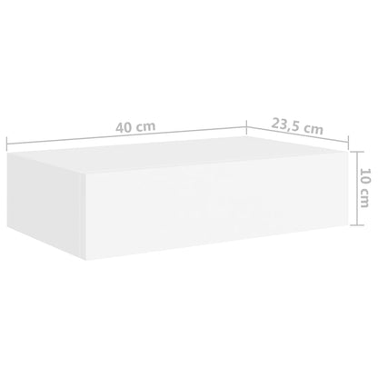 Wandschappen 2 st met lade 40x23,5x10 cm MDF wit