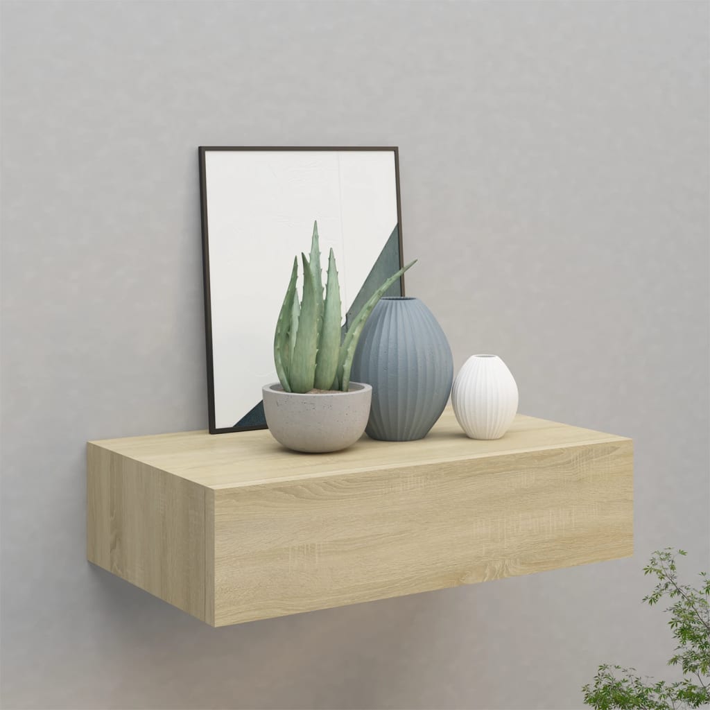 Wandschap met lade 40x23,5x10 cm MDF eikenkleurig