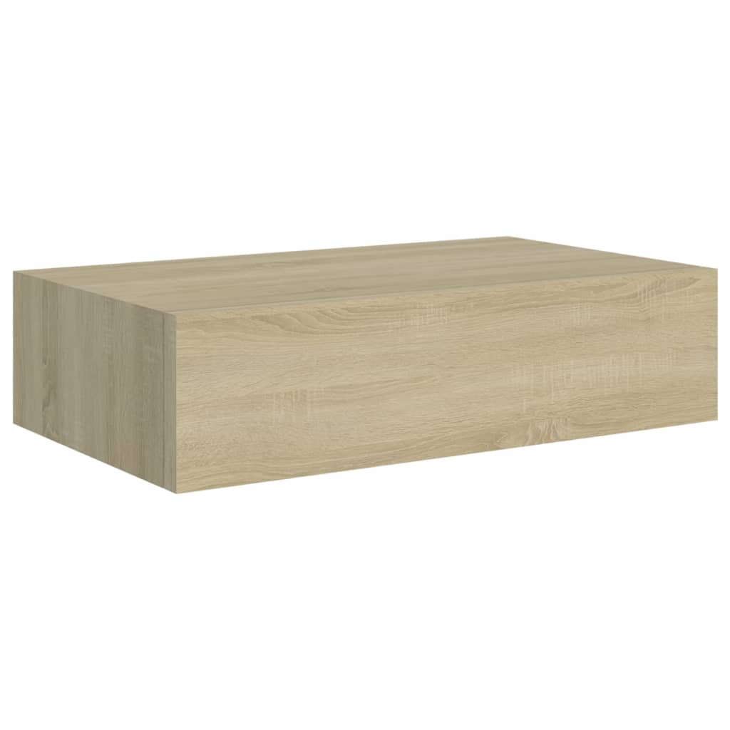 Wandschappen 2 st met lade 40x23,5x10 cm MDF eikenkleurig