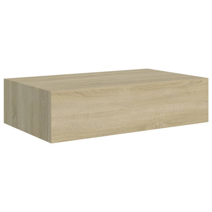 Wandschappen 2 st met lade 40x23,5x10 cm MDF eikenkleurig