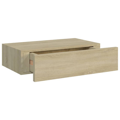 Wandschappen 2 st met lade 40x23,5x10 cm MDF eikenkleurig