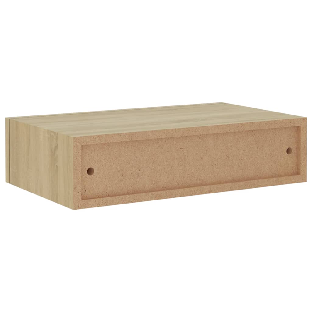 Wandschappen 2 st met lade 40x23,5x10 cm MDF eikenkleurig