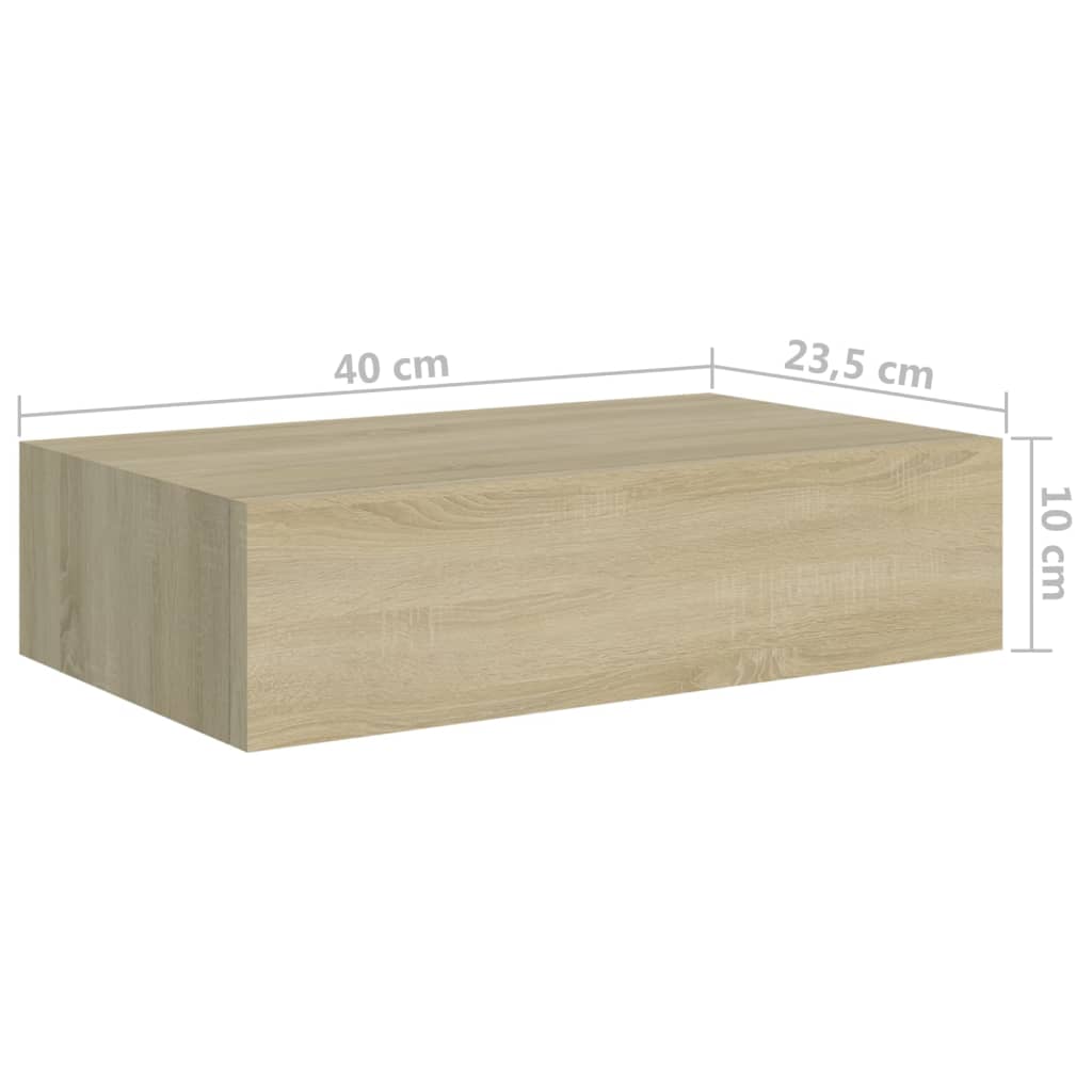 Wandschappen 2 st met lade 40x23,5x10 cm MDF eikenkleurig