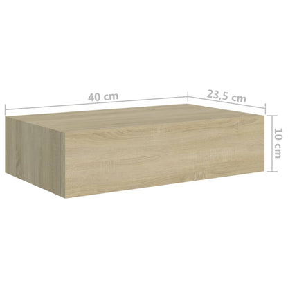 Wandschappen 2 st met lade 40x23,5x10 cm MDF eikenkleurig