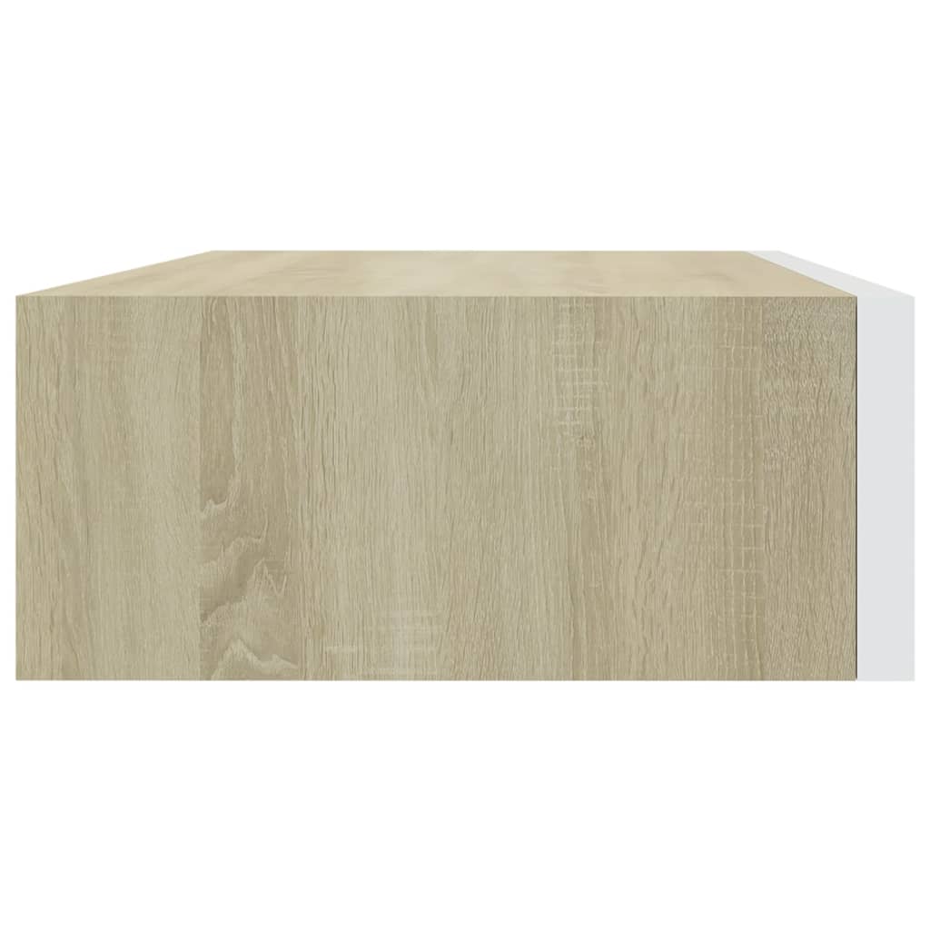 Wandschap met lade 40x23,5x10 cm MDF eikenkleurig en wit