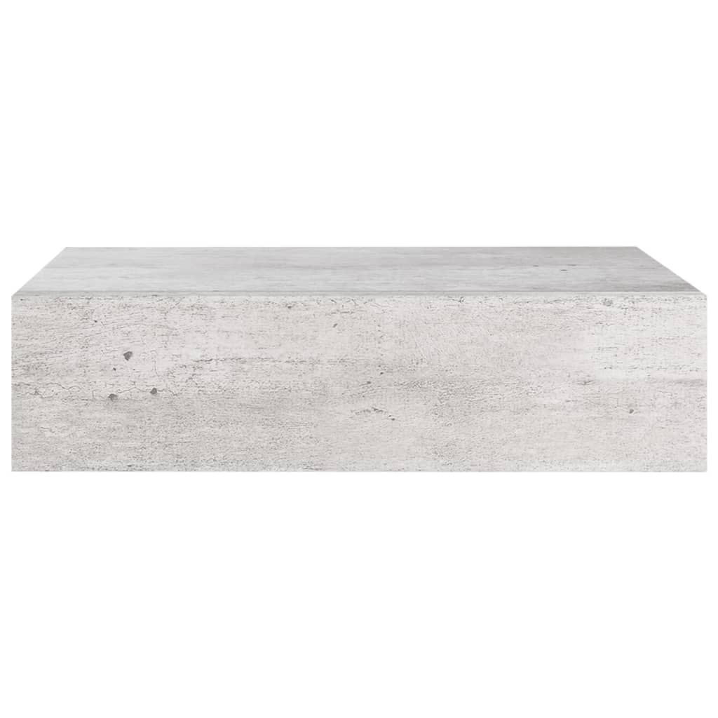 Wandschappen 2 st met lade 40x23,5x10 cm MDF betongrijs