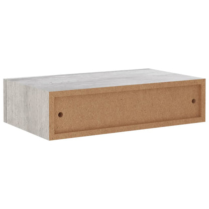 Wandschappen 2 st met lade 40x23,5x10 cm MDF betongrijs