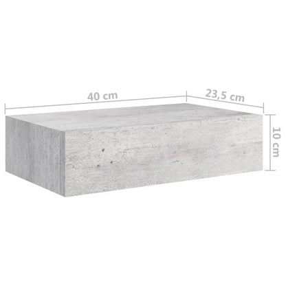 Wandschappen 2 st met lade 40x23,5x10 cm MDF betongrijs