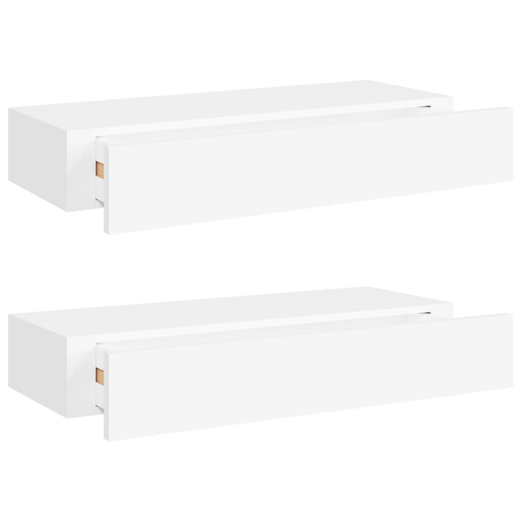 Wandschappen 2 st met lade 60x23,5x10 cm MDF wit