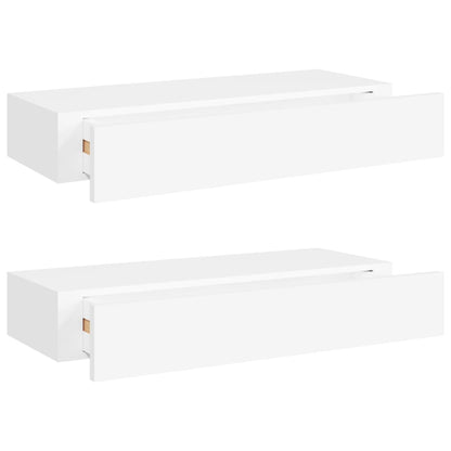 Wandschappen 2 st met lade 60x23,5x10 cm MDF wit