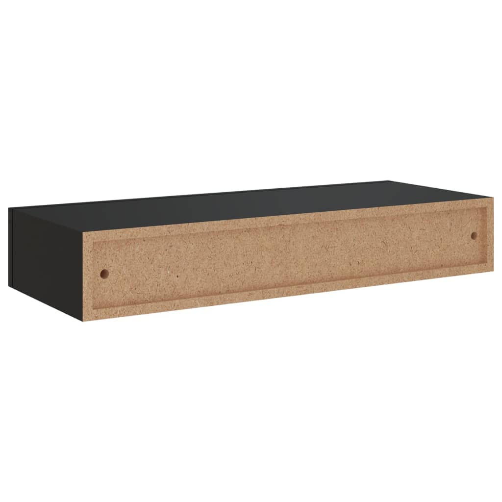 Wandschap met lade 60x23,5x10 cm MDF zwart