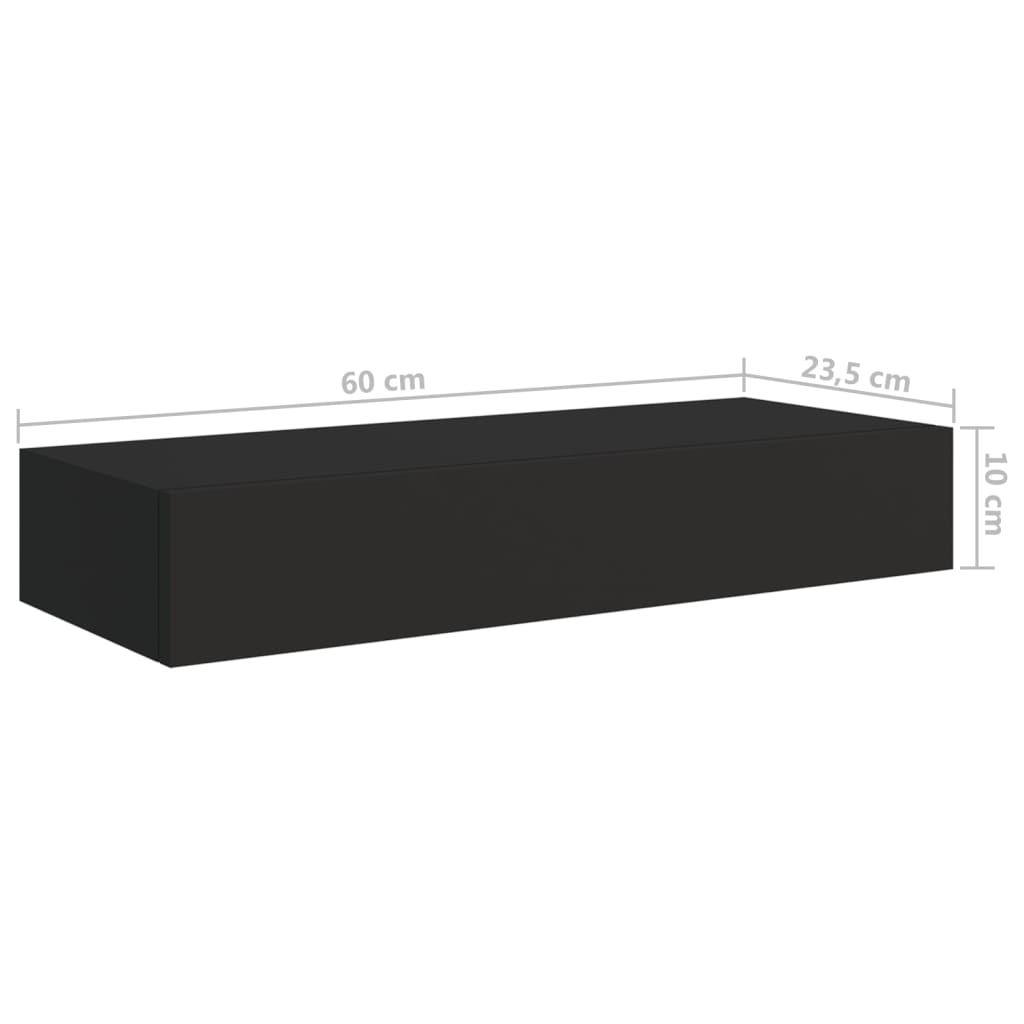 Wandschap met lade 60x23,5x10 cm MDF zwart