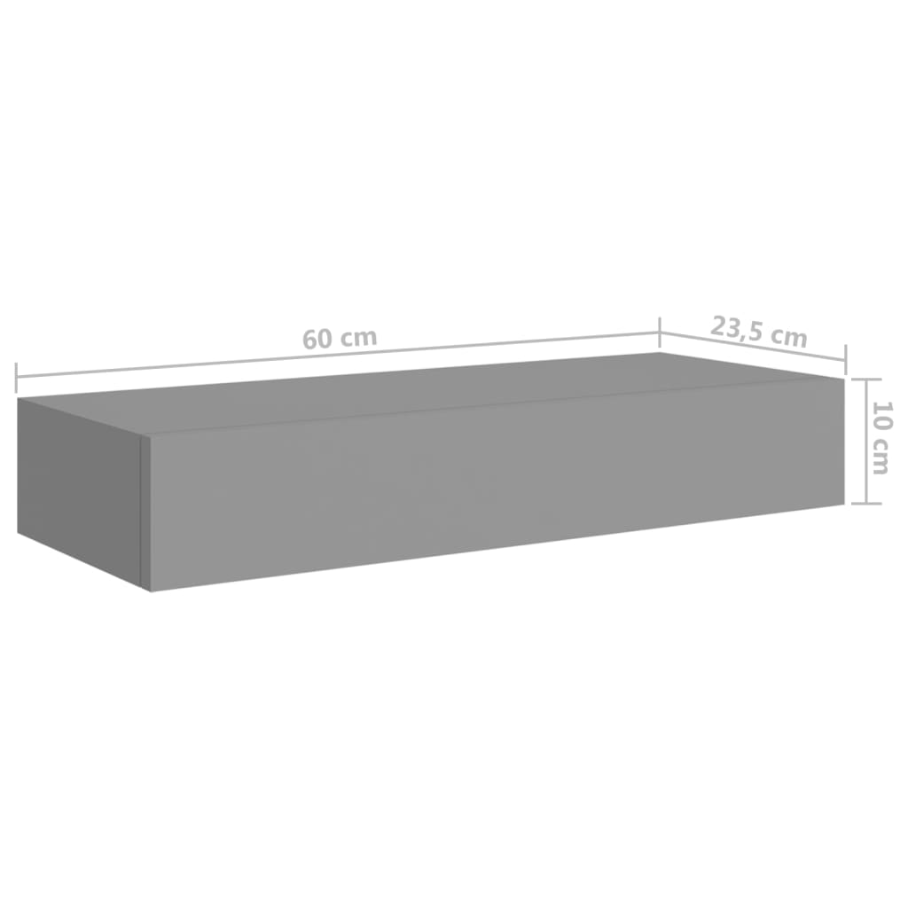 Wandschap met lade 60x23,5x10 cm MDF grijs