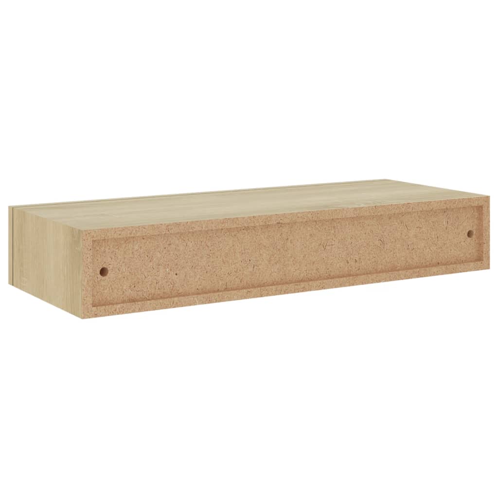 viaXL Wandschappen 2 st met lade 60x23,5x10 cm MDF eikenkleurig