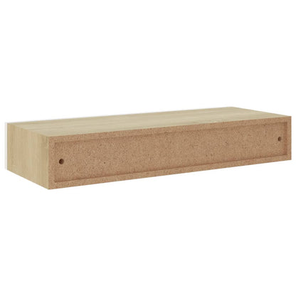 Wandschap met lade 60x23,5x10 cm MDF eikenkleurig en wit