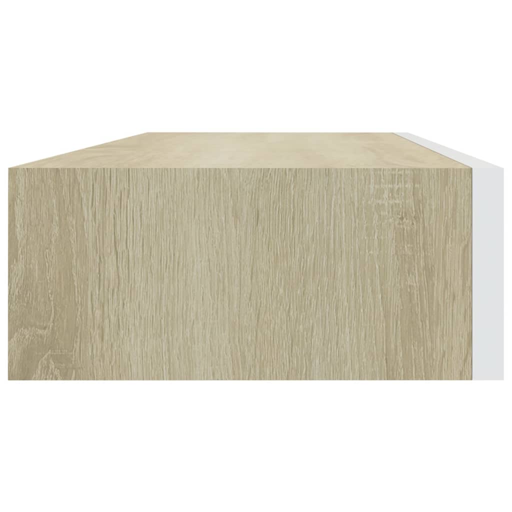 Wandschappen 2 st met lade 60x23,5x10 cm MDF eikenkleurig wit