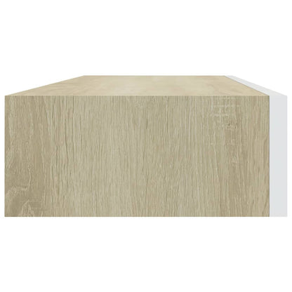 Wandschappen 2 st met lade 60x23,5x10 cm MDF eikenkleurig wit