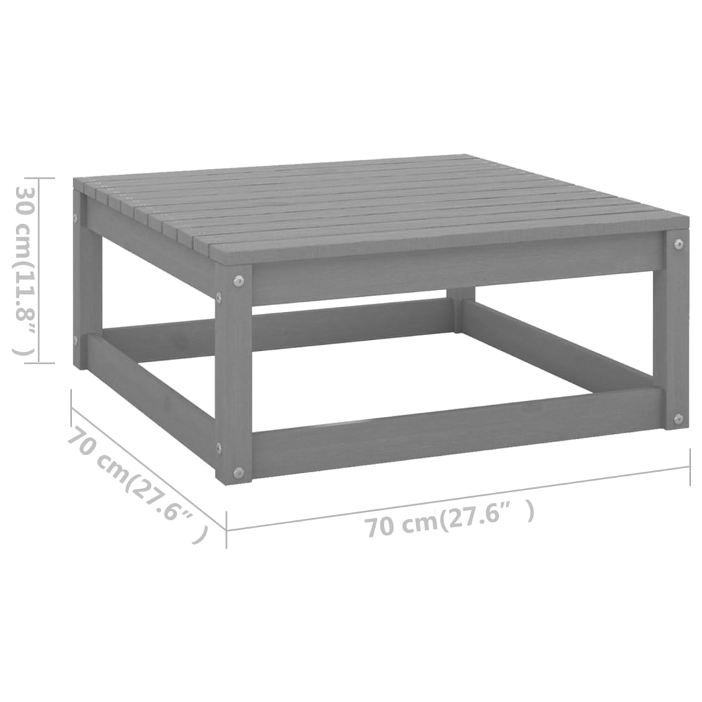 10-delige Loungeset met kussens massief grenenhout grijs