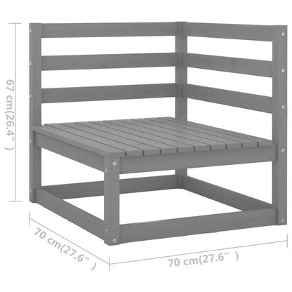 10-delige Loungeset met kussens massief grenenhout grijs