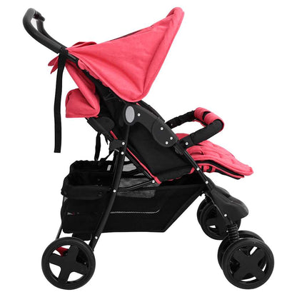 Tweelingkinderwagen staal rood