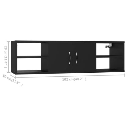 Wandschap 102x30x29 cm bewerkt hout zwart