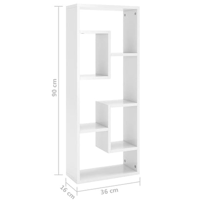 Wandschap 36x16x90 cm bewerkt hout hoogglans wit