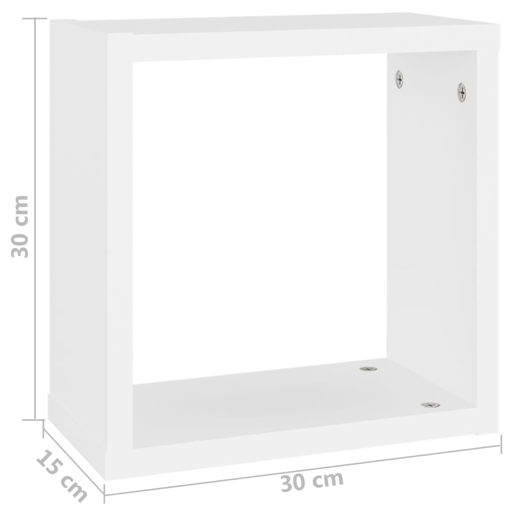 Wandschappen kubus 6 st 30x15x30 cm wit