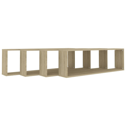 Wandschappen kubus 4 st 100x15x30 cm bewerkt hout sonoma eiken