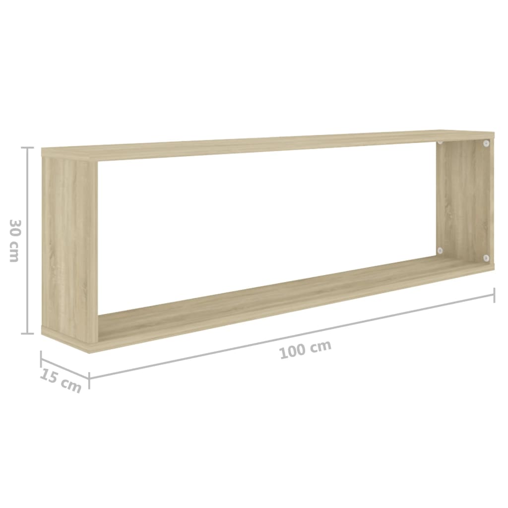 Wandschappen kubus 4 st 100x15x30 cm bewerkt hout sonoma eiken